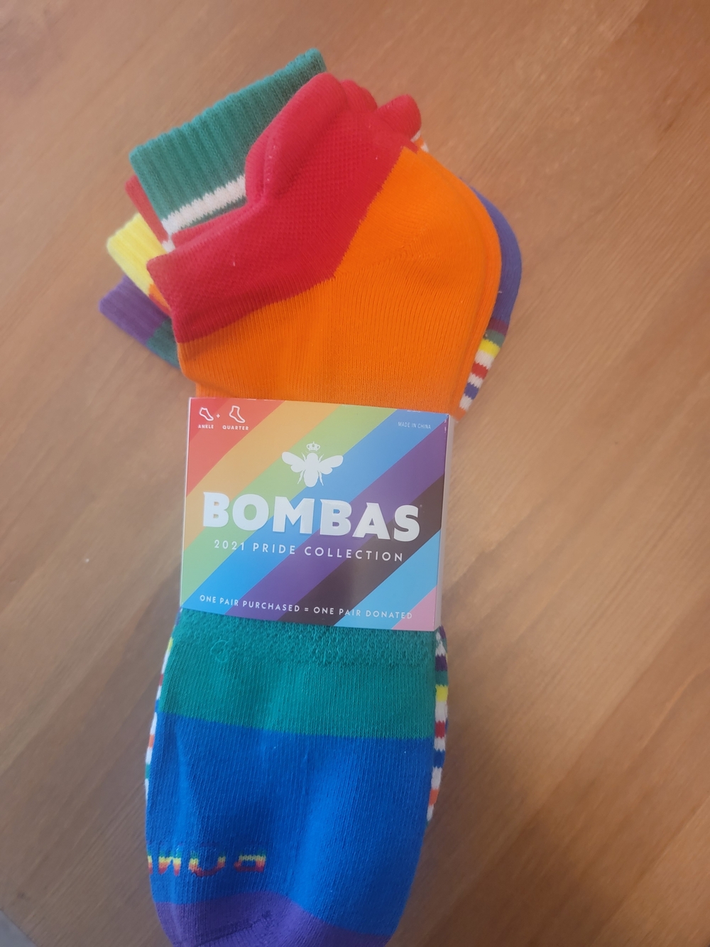 Bombas Rainbow Pride Ankle Socks — Orange, Blue, Green, Red, Purple